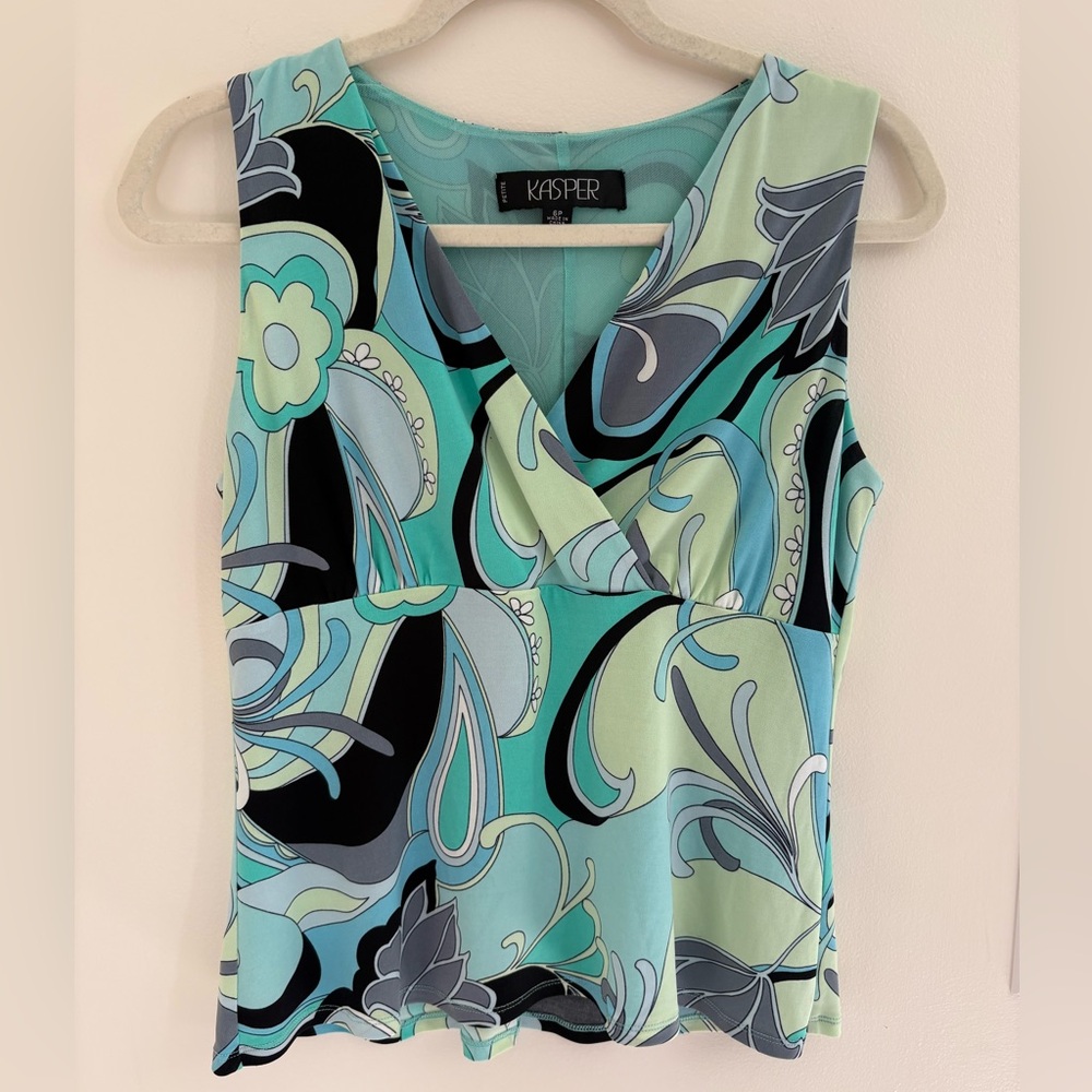 VINTAGE Y2K Boho Psychedelic Print Empire Waist Surplice Top fairy grunge spring